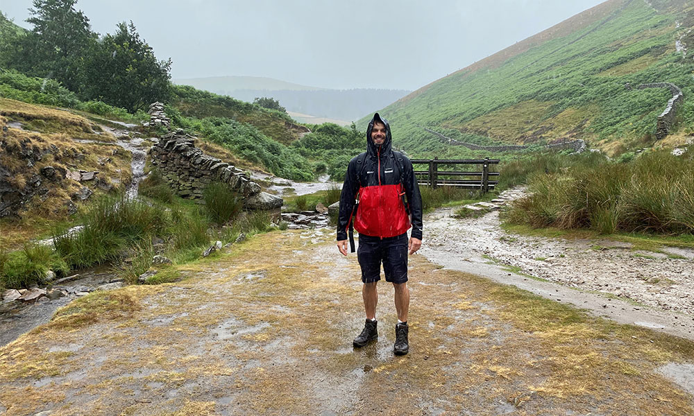 Man in the rainy mountains